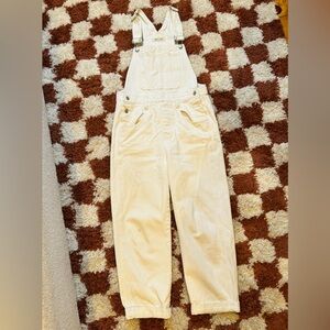 MADEWELL Slightly Cropped White Denim Overalls